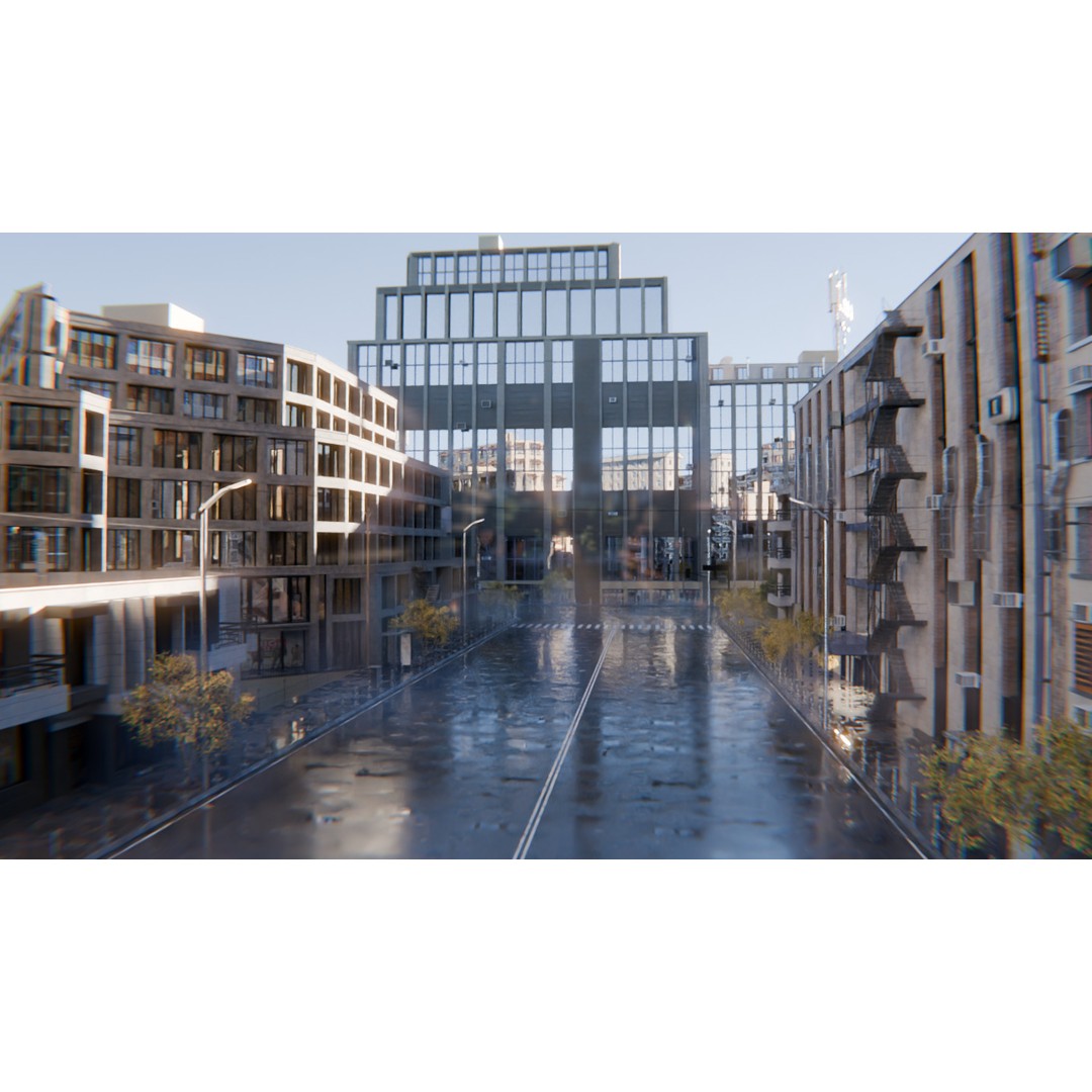 Modern Urban Street Environment 3D Model – Realistic City Scene, Blender - View 32