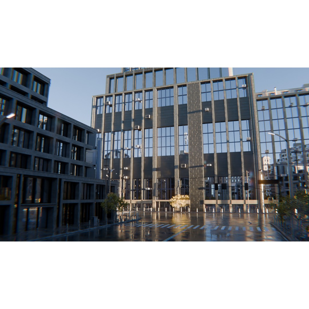 Modern Urban Street Environment 3D Model – Realistic City Scene, Blender - View 33