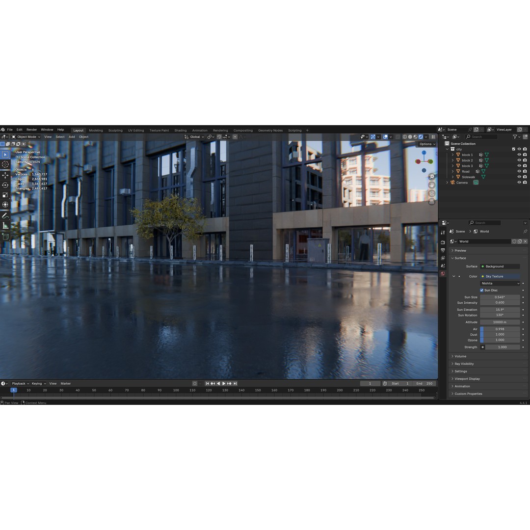 Modern Urban Street Environment 3D Model – Realistic City Scene, Blender - View 34