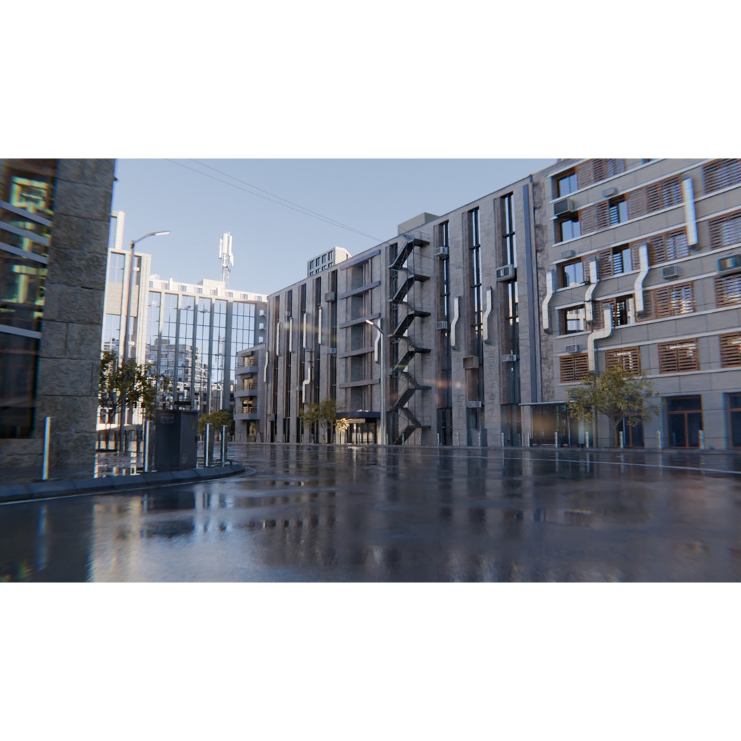 Modern Urban Street Environment 3D Model – Realistic City Scene, Blender - View 35