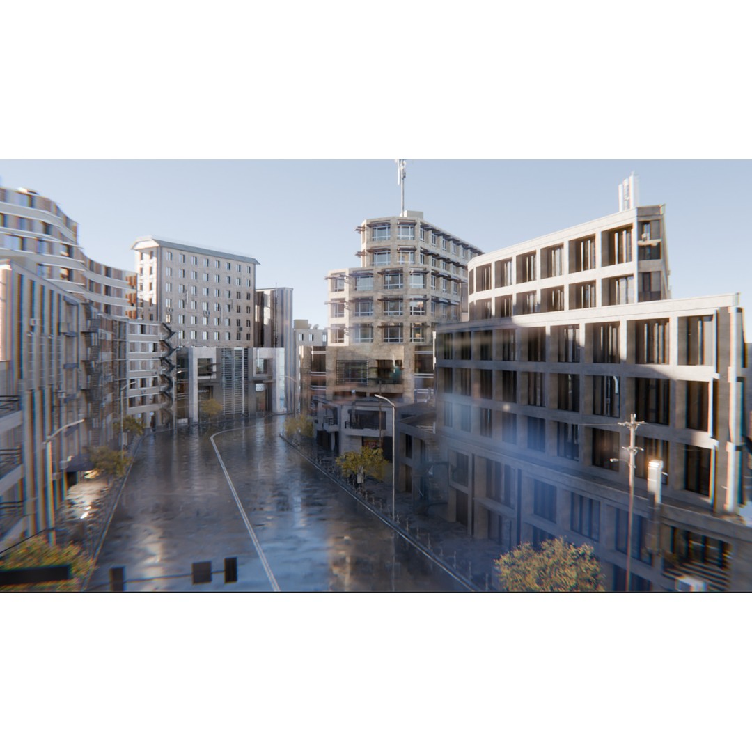 Modern Urban Street Environment 3D Model – Realistic City Scene, Blender - View 36