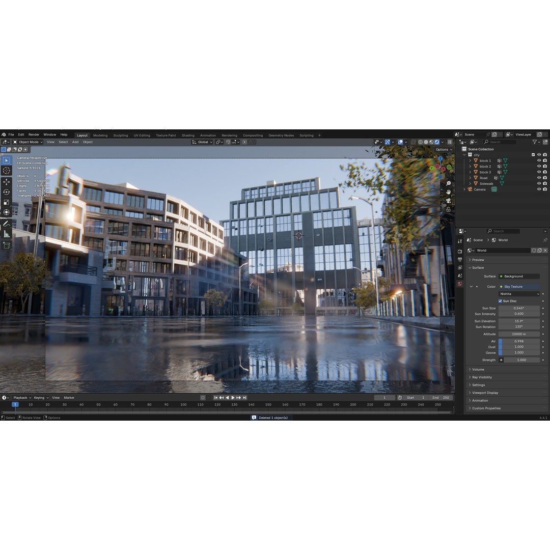 Modern Urban Street Environment 3D Model – Realistic City Scene, Blender - View 4