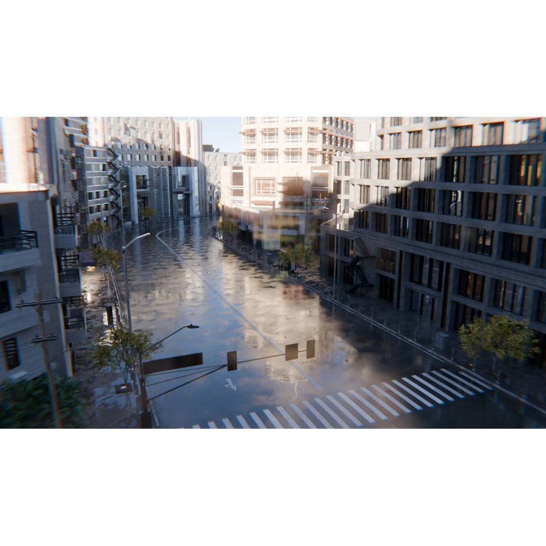 Modern Urban Street Environment 3D Model – Realistic City Scene, Blender - View 5