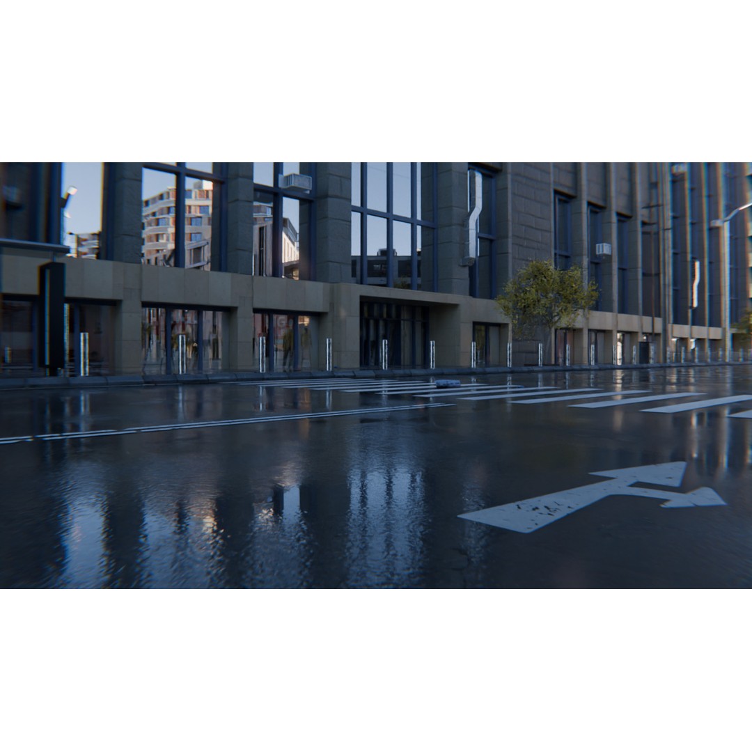 Modern Urban Street Environment 3D Model – Realistic City Scene, Blender - View 6