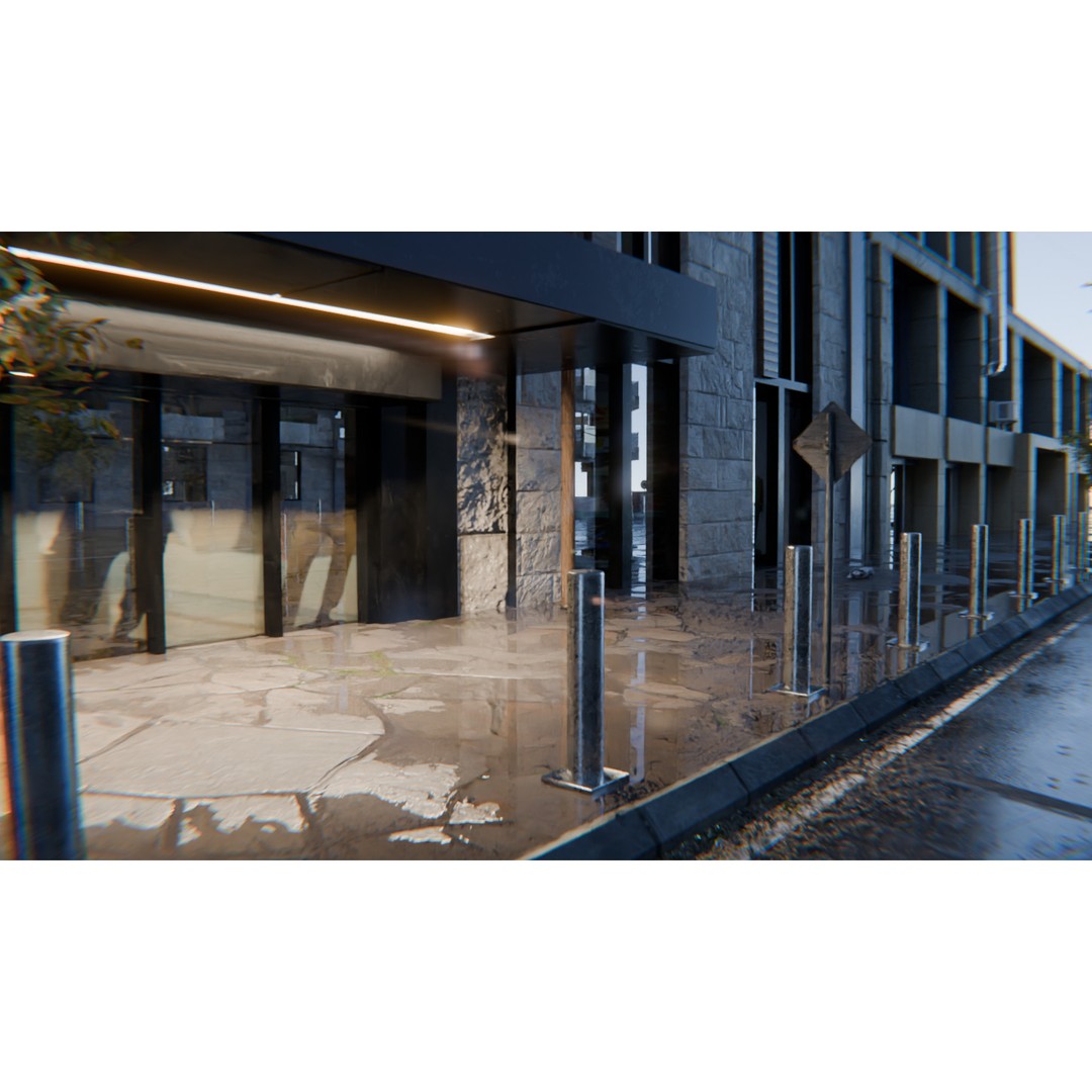 Modern Urban Street Environment 3D Model – Realistic City Scene, Blender - View 8