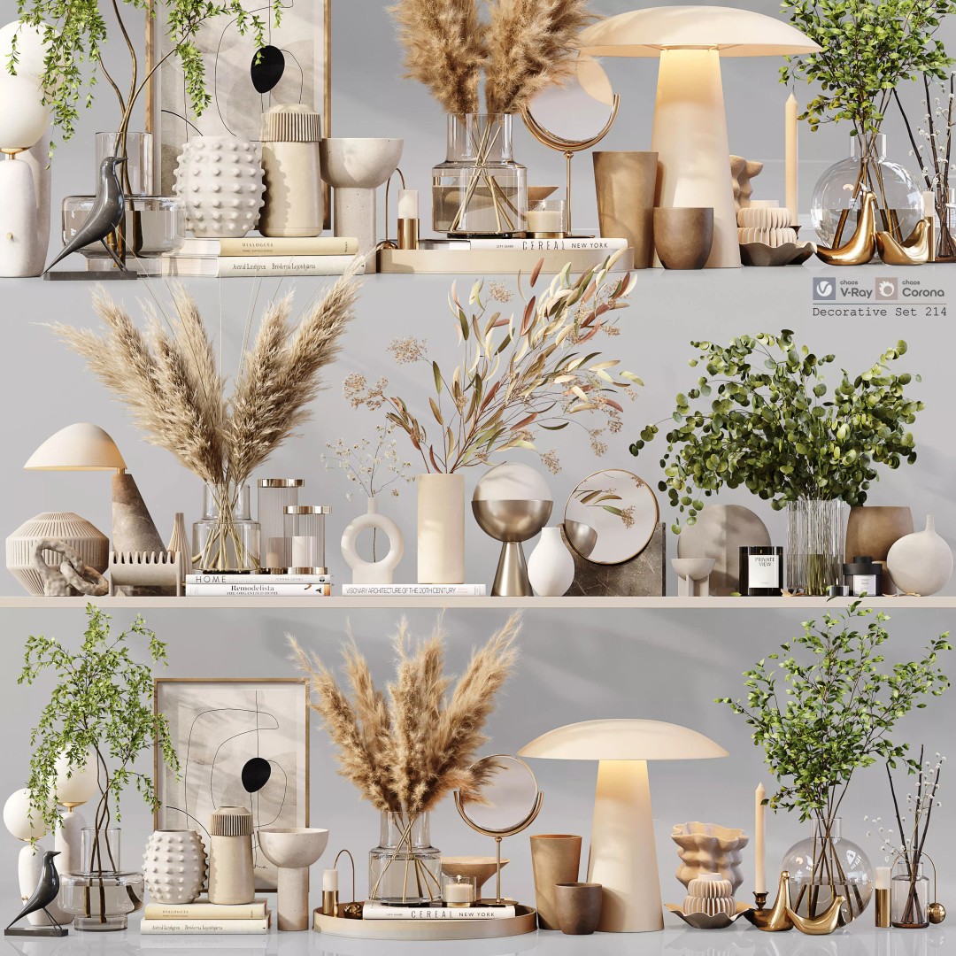 Decorative Set 214 3D Model – Low Poly Architectural Decoration, OBJ - View 2