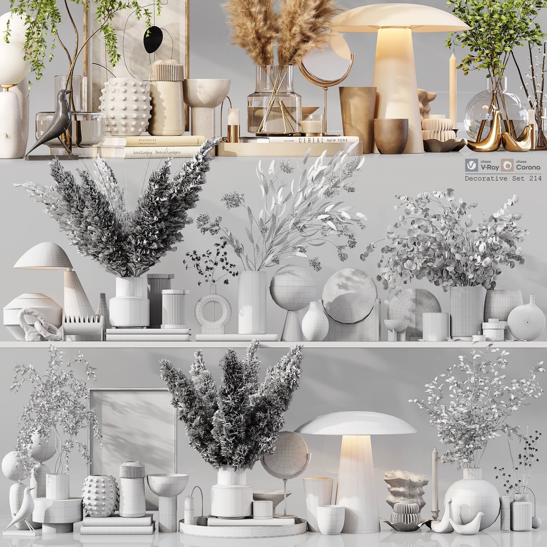 Decorative Set 214 3D Model – Low Poly Architectural Decoration, OBJ - View 8