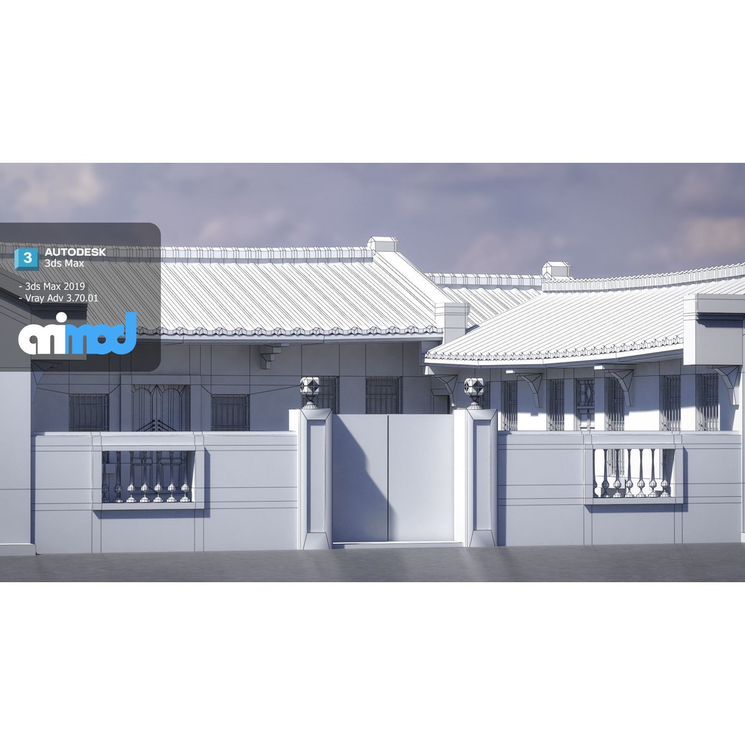 San He Yuan 3D Model – Architectural House, FBX, PBR Textures