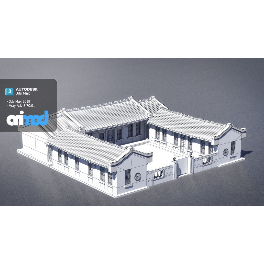 San He Yuan 3D Model – Architectural House, FBX, PBR Textures - View 10