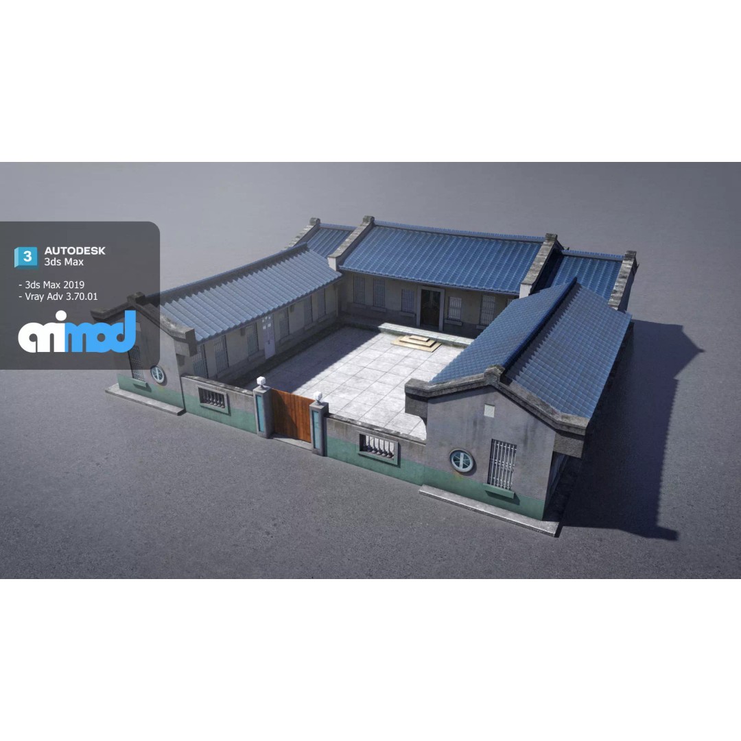 San He Yuan 3D Model – Architectural House, FBX, PBR Textures - View 2