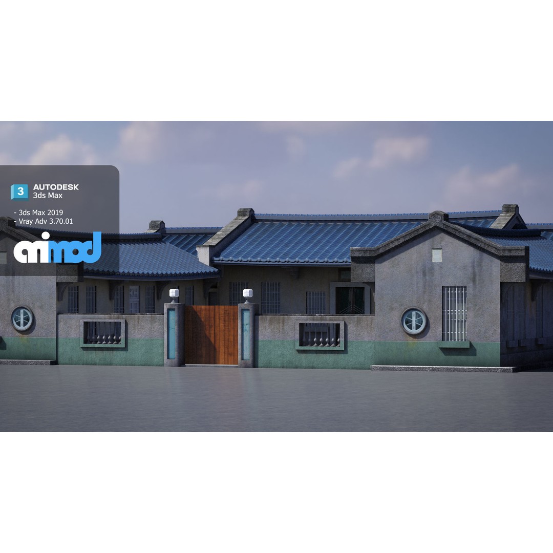 San He Yuan 3D Model – Architectural House, FBX, PBR Textures - View 3