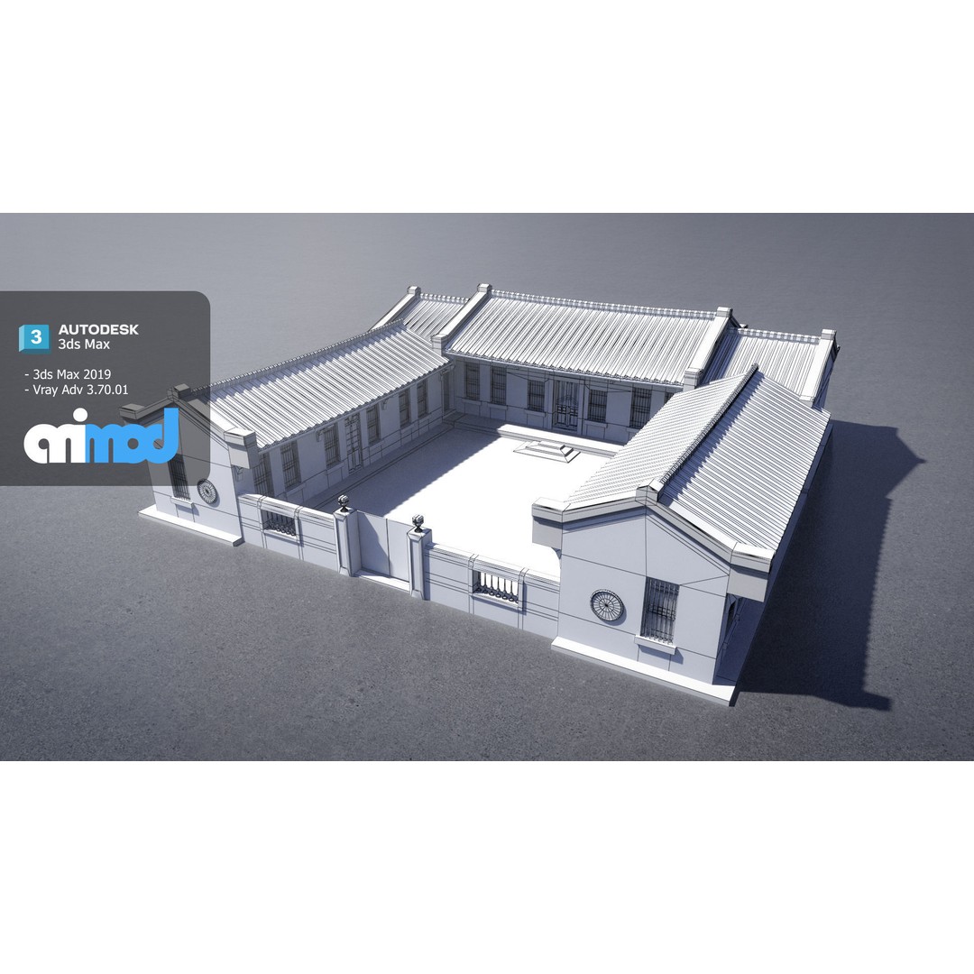 San He Yuan 3D Model – Architectural House, FBX, PBR Textures - View 7