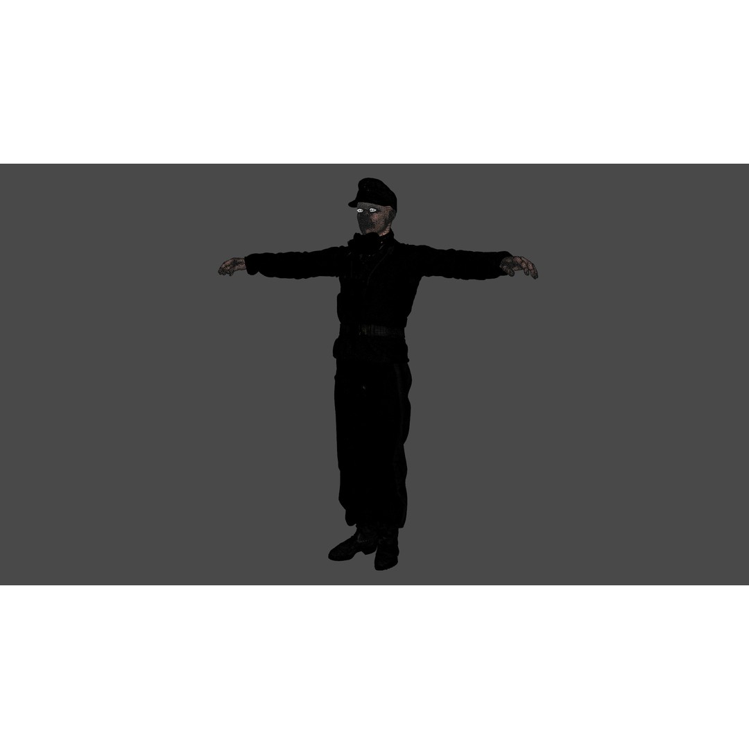 German Panzer Crew Soldier 3D Model – Low Poly Game Ready, FBX - View 19