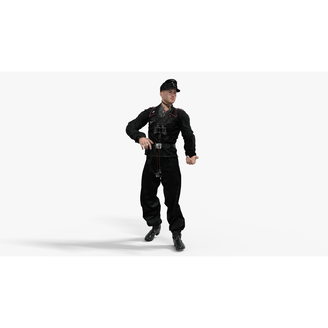 German Panzer Crew Soldier 3D Model – Low Poly Game Ready, FBX - View 3