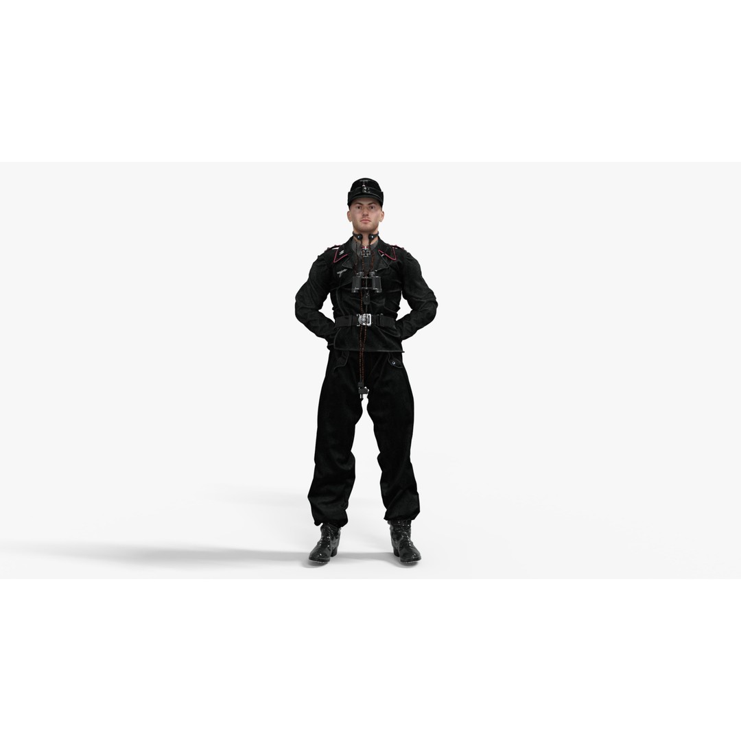 German Panzer Crew Soldier 3D Model – Low Poly Game Ready, FBX - View 4
