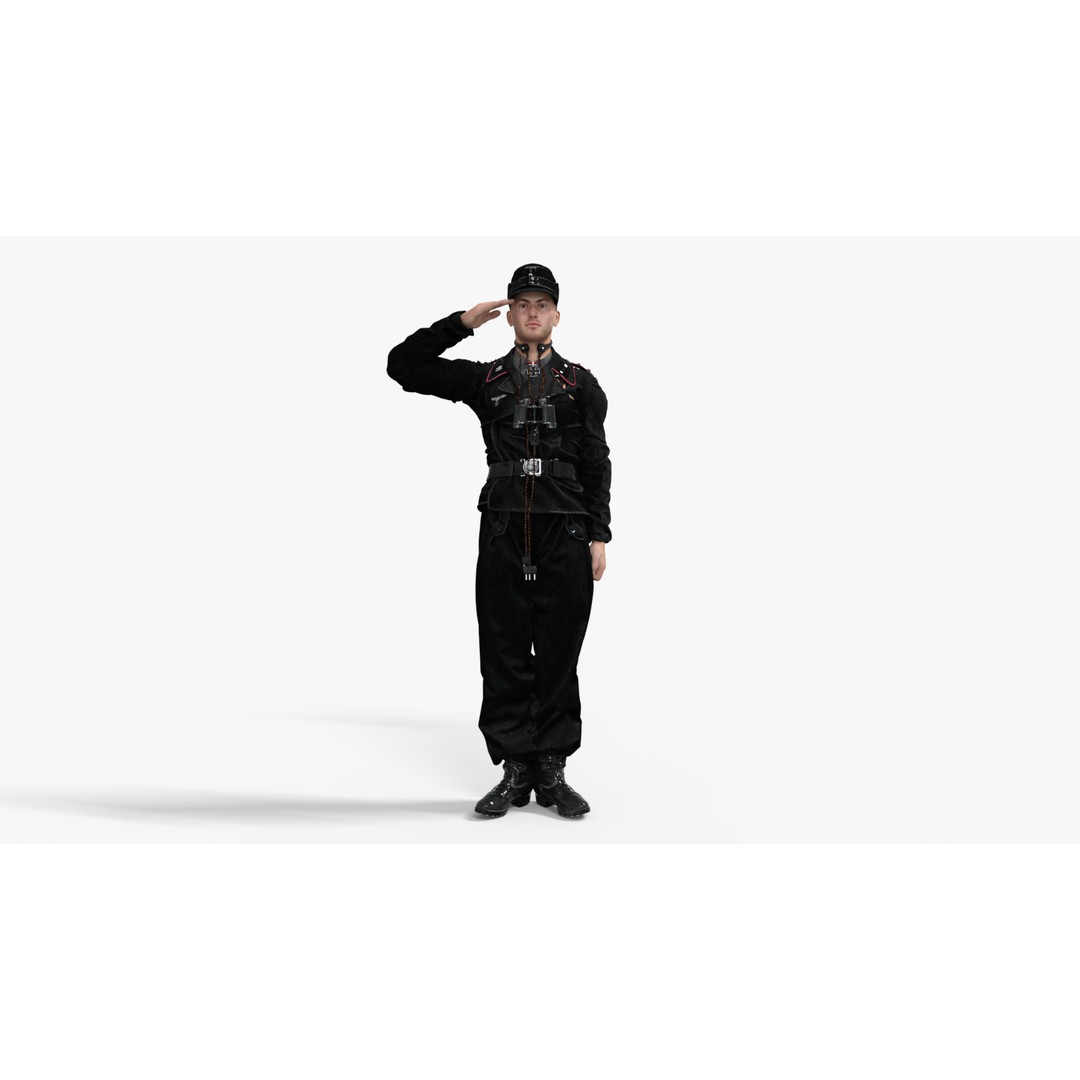 German Panzer Crew Soldier 3D Model – Low Poly Game Ready, FBX - View 5