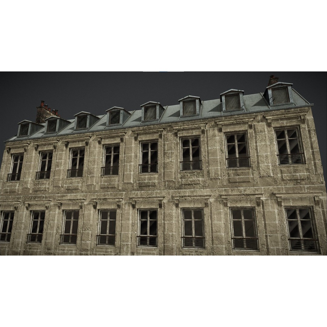 Old Paris Building 3D Model – Low Poly Architectural Asset, FBX