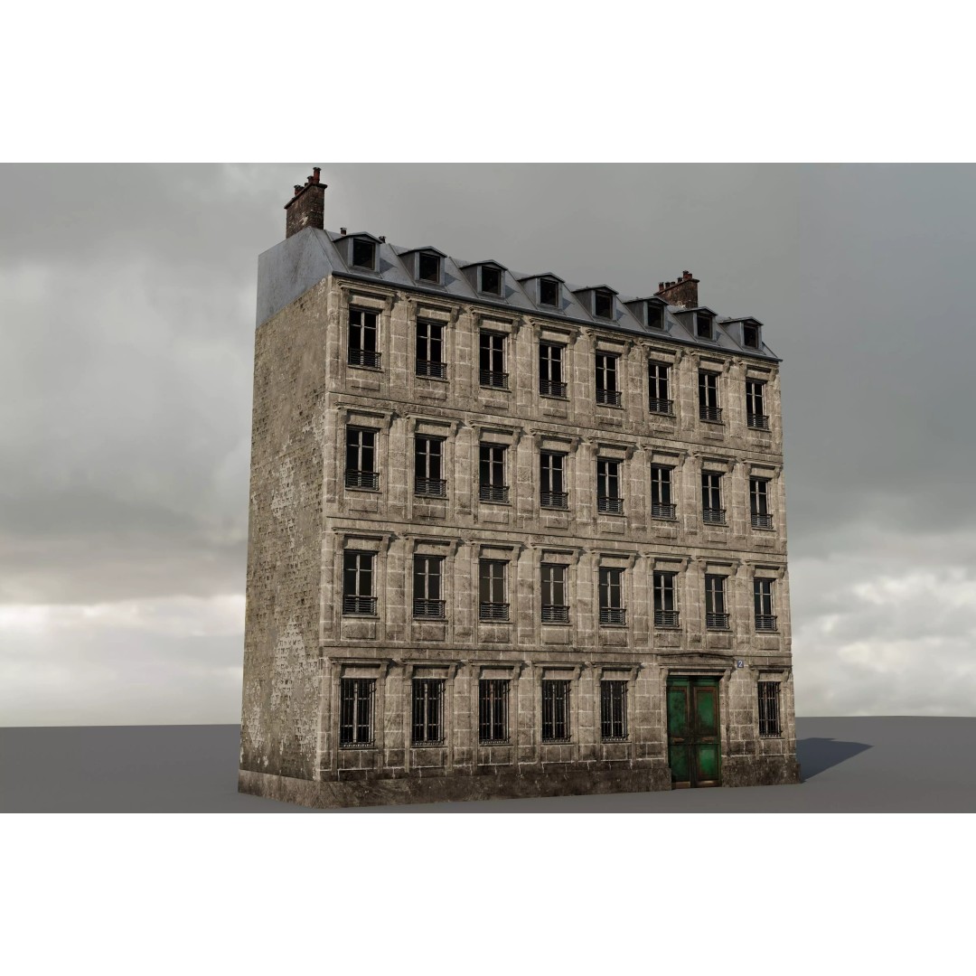 Old Paris Building 3D Model – Low Poly Architectural Asset, FBX - View 2