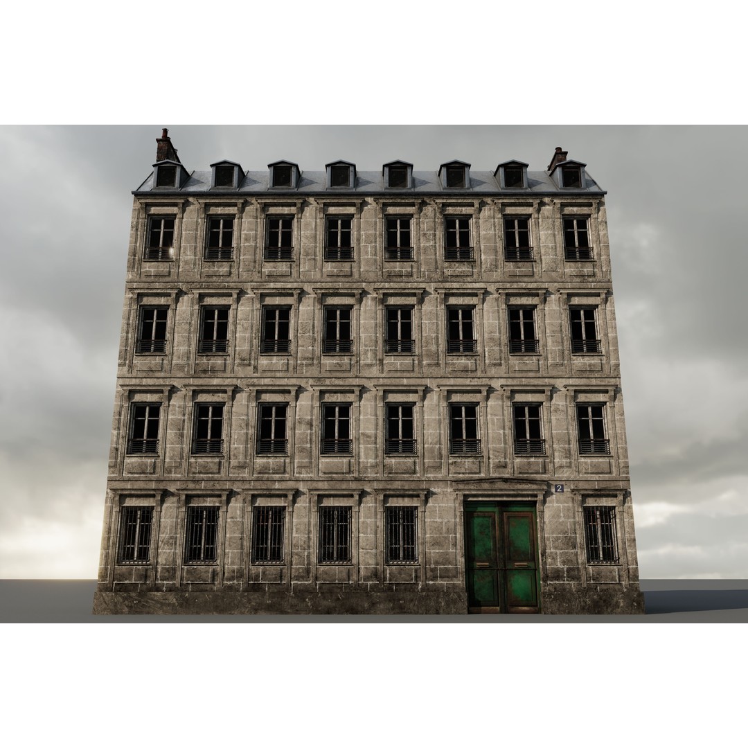 Old Paris Building 3D Model – Low Poly Architectural Asset, FBX - View 3