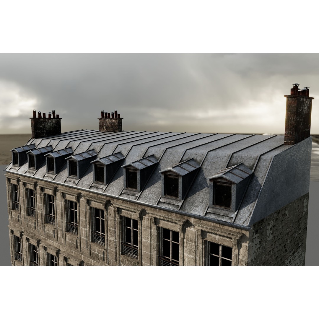 Old Paris Building 3D Model – Low Poly Architectural Asset, FBX - View 5