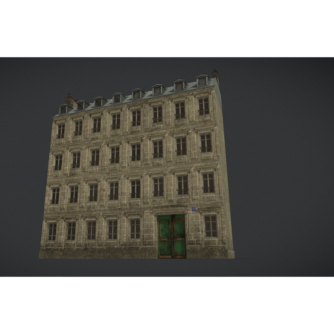 Old Paris Building 3D Model – Low Poly Architectural Asset, FBX - View 6