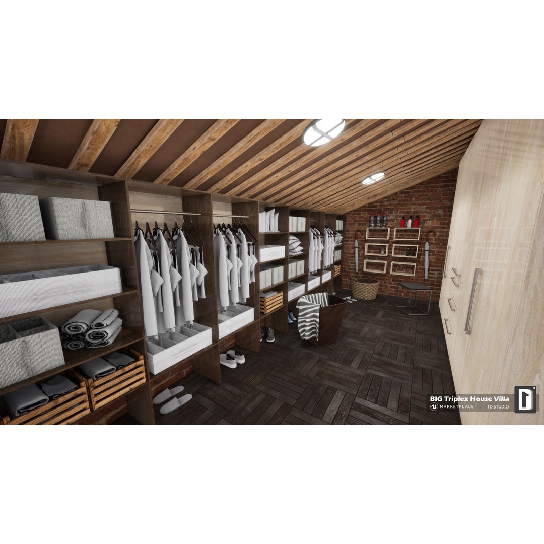 Triplex House Villa 3D Model – Low Poly Unreal Engine Project, FBX - View 15