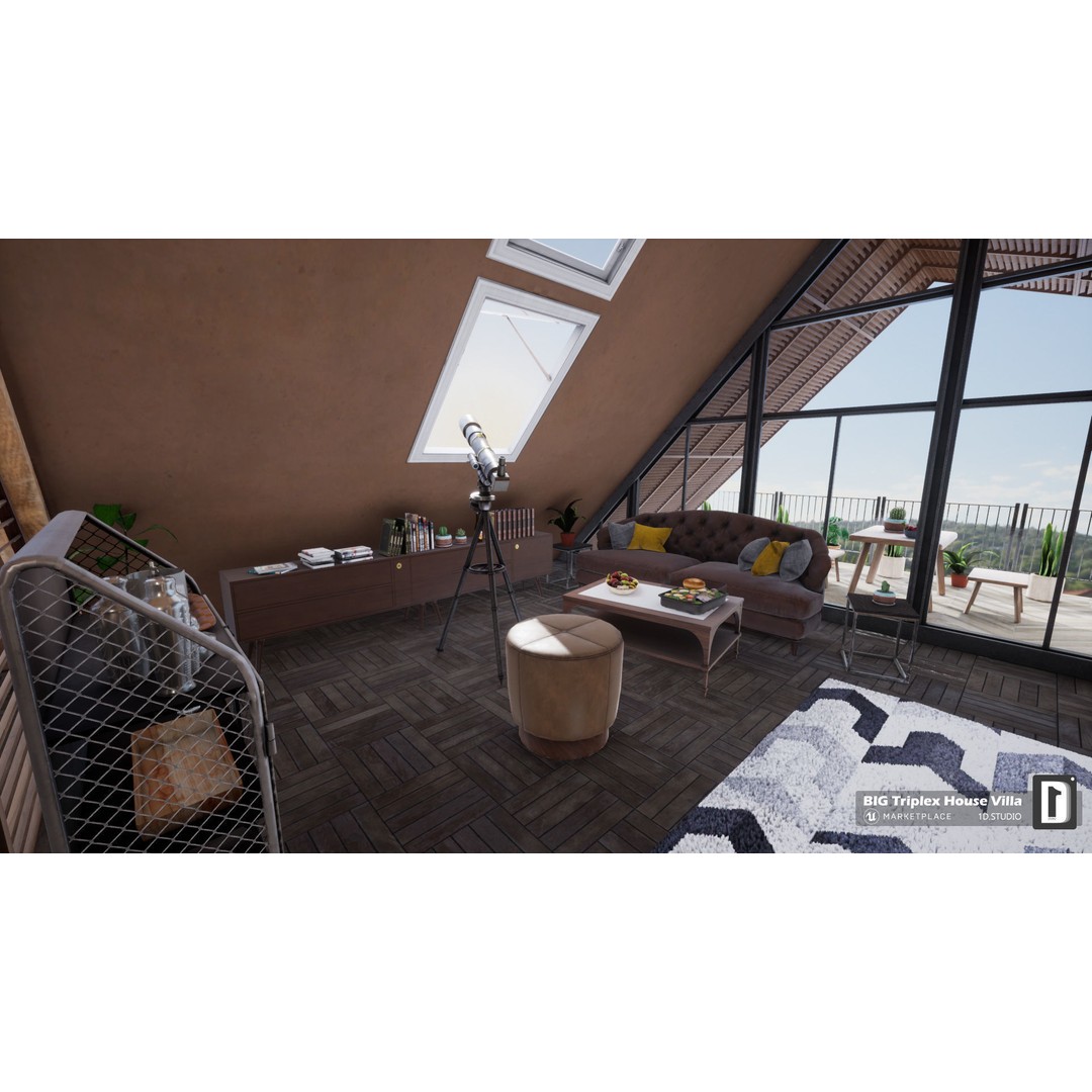 Triplex House Villa 3D Model – Low Poly Unreal Engine Project, FBX - View 17