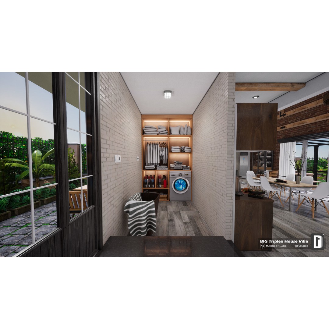 Triplex House Villa 3D Model – Low Poly Unreal Engine Project, FBX - View 19