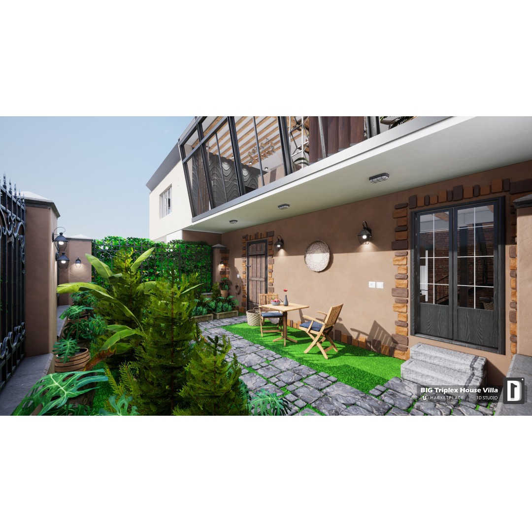 Triplex House Villa 3D Model – Low Poly Unreal Engine Project, FBX - View 20