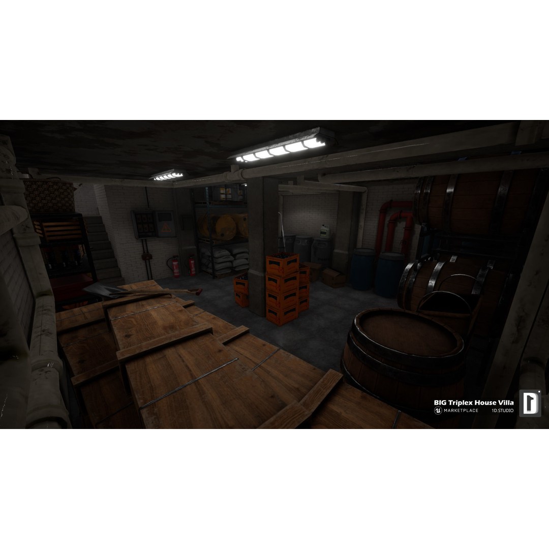 Triplex House Villa 3D Model – Low Poly Unreal Engine Project, FBX - View 7