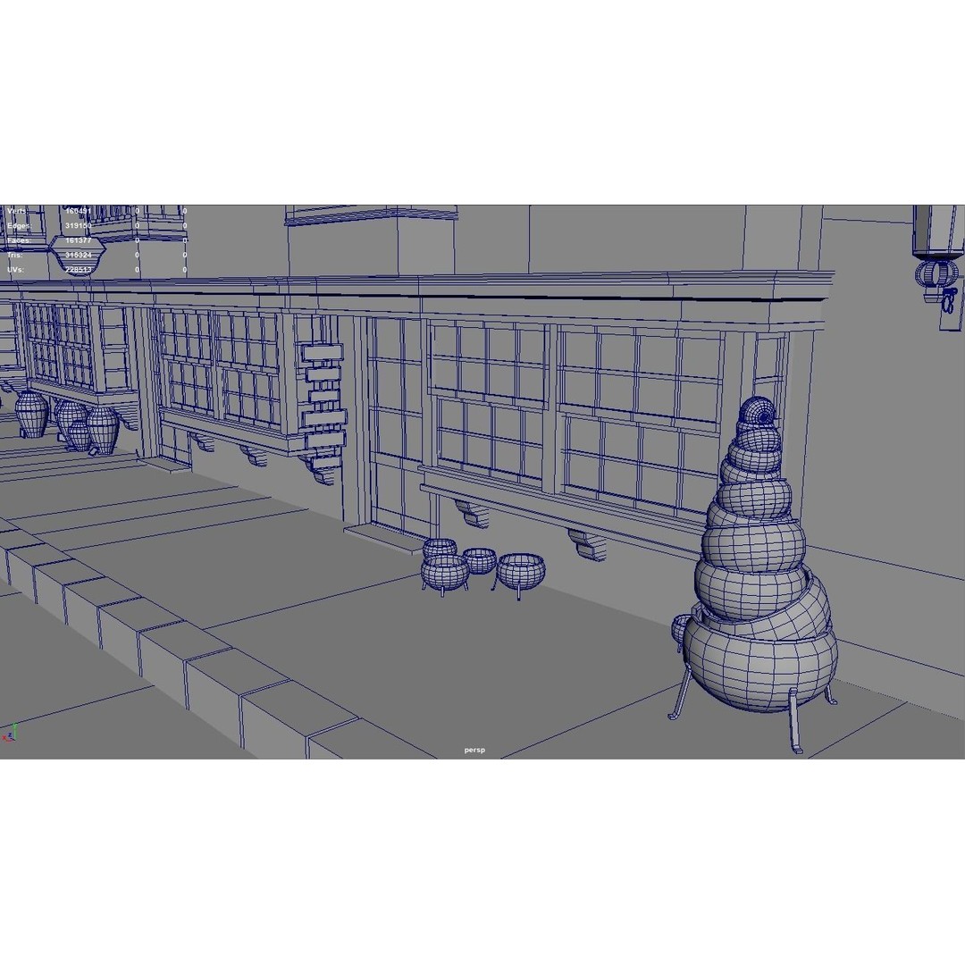 Diagon Alley 3D Model – Textured Scene, PBR, FBX, Blender