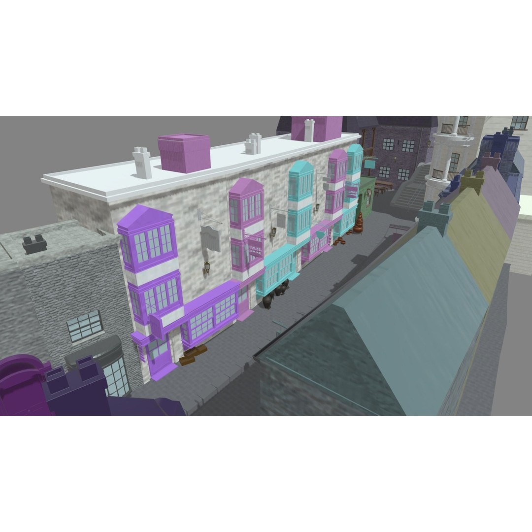 Diagon Alley 3D Model – Textured Scene, PBR, FBX, Blender - View 10