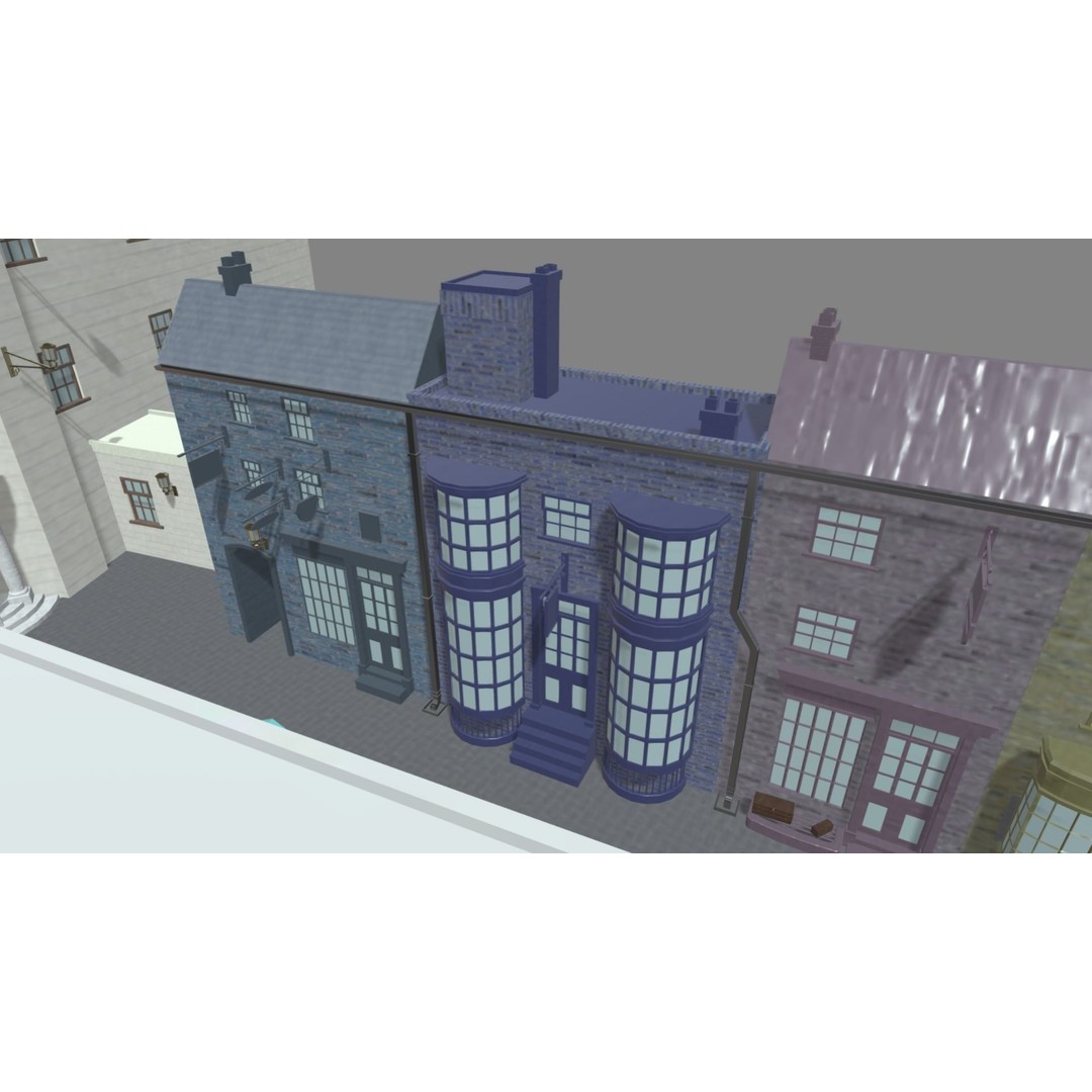 Diagon Alley 3D Model – Textured Scene, PBR, FBX, Blender - View 11