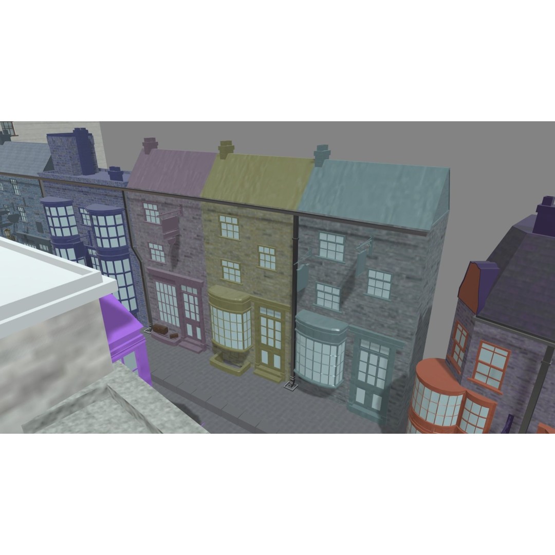 Diagon Alley 3D Model – Textured Scene, PBR, FBX, Blender - View 12