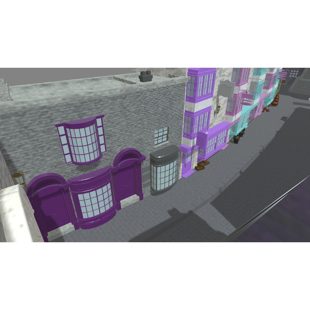 Diagon Alley 3D Model – Textured Scene, PBR, FBX, Blender - View 14