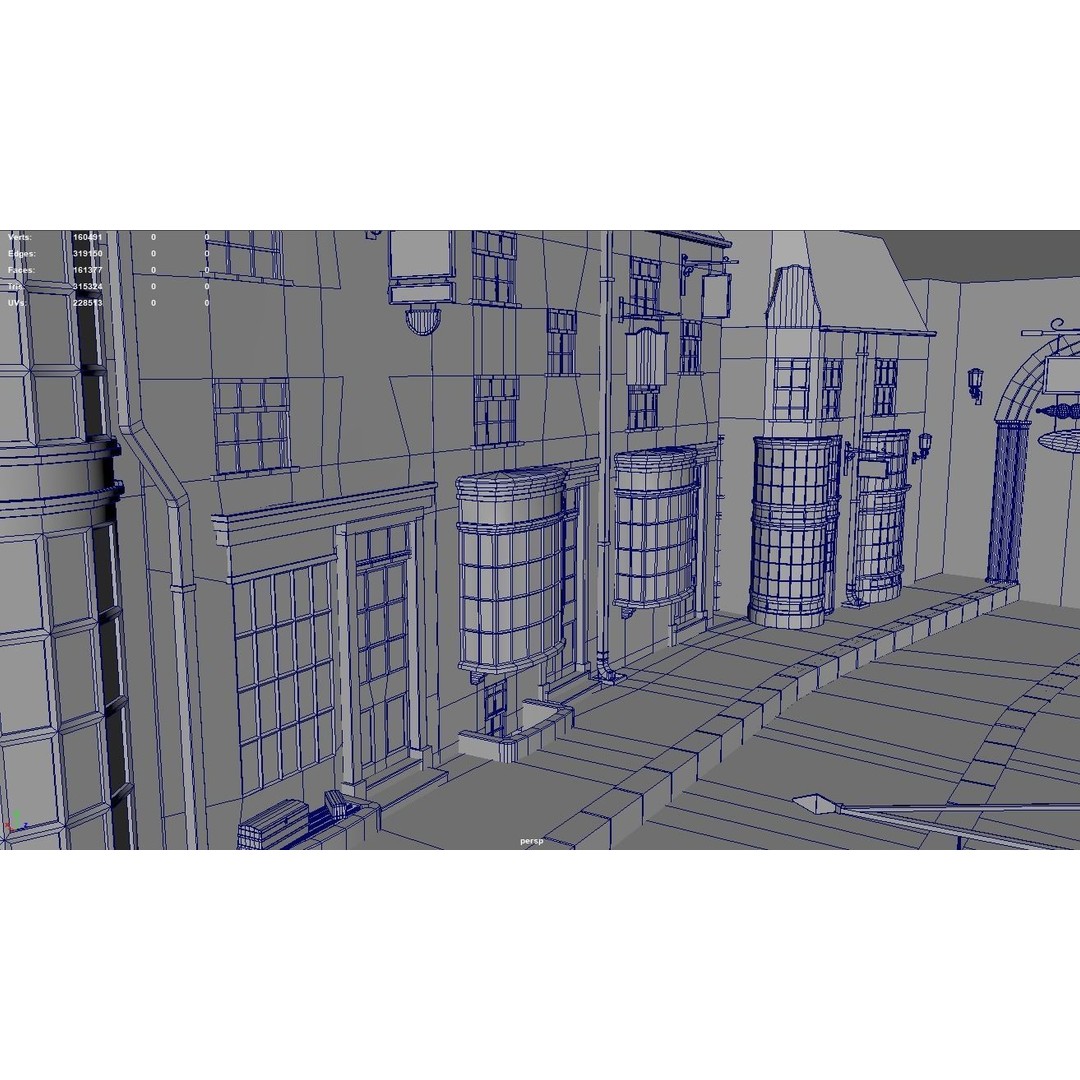 Diagon Alley 3D Model – Textured Scene, PBR, FBX, Blender - View 18