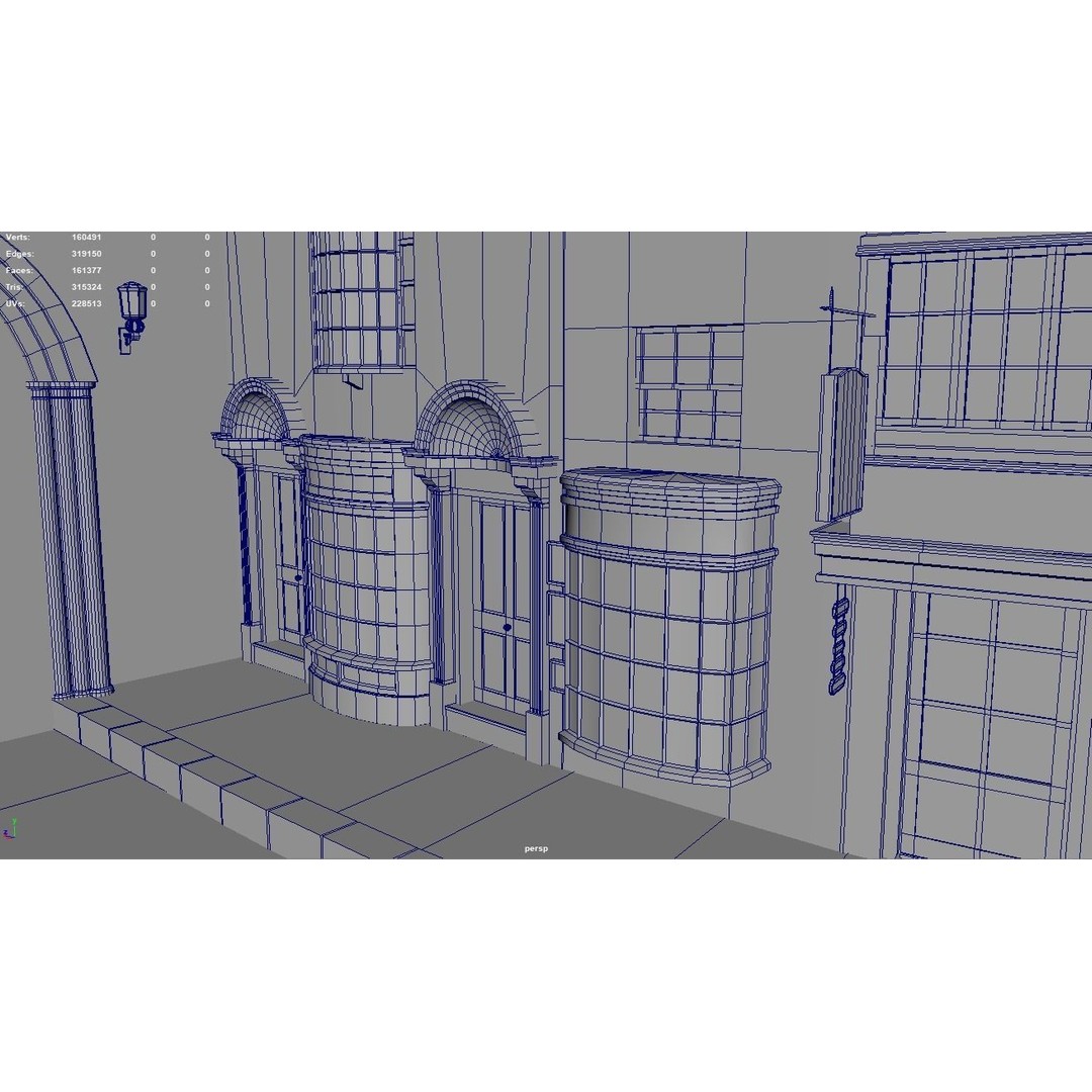 Diagon Alley 3D Model – Textured Scene, PBR, FBX, Blender - View 19