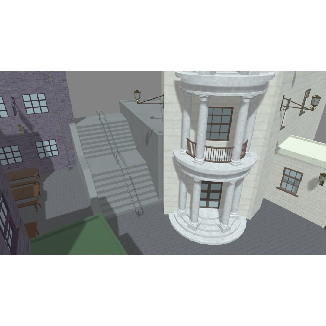Diagon Alley 3D Model – Textured Scene, PBR, FBX, Blender - View 3