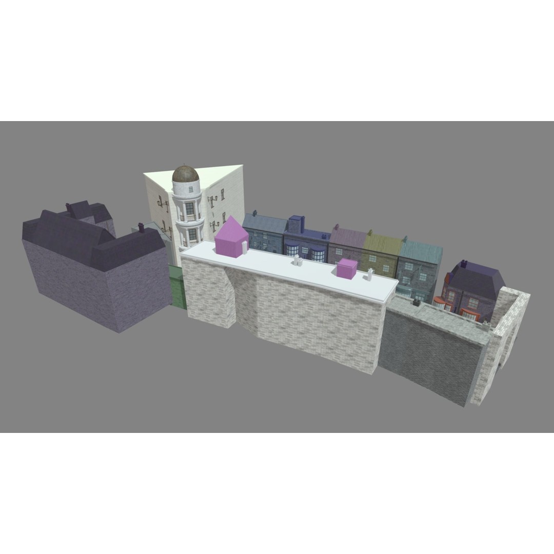 Diagon Alley 3D Model – Textured Scene, PBR, FBX, Blender - View 4