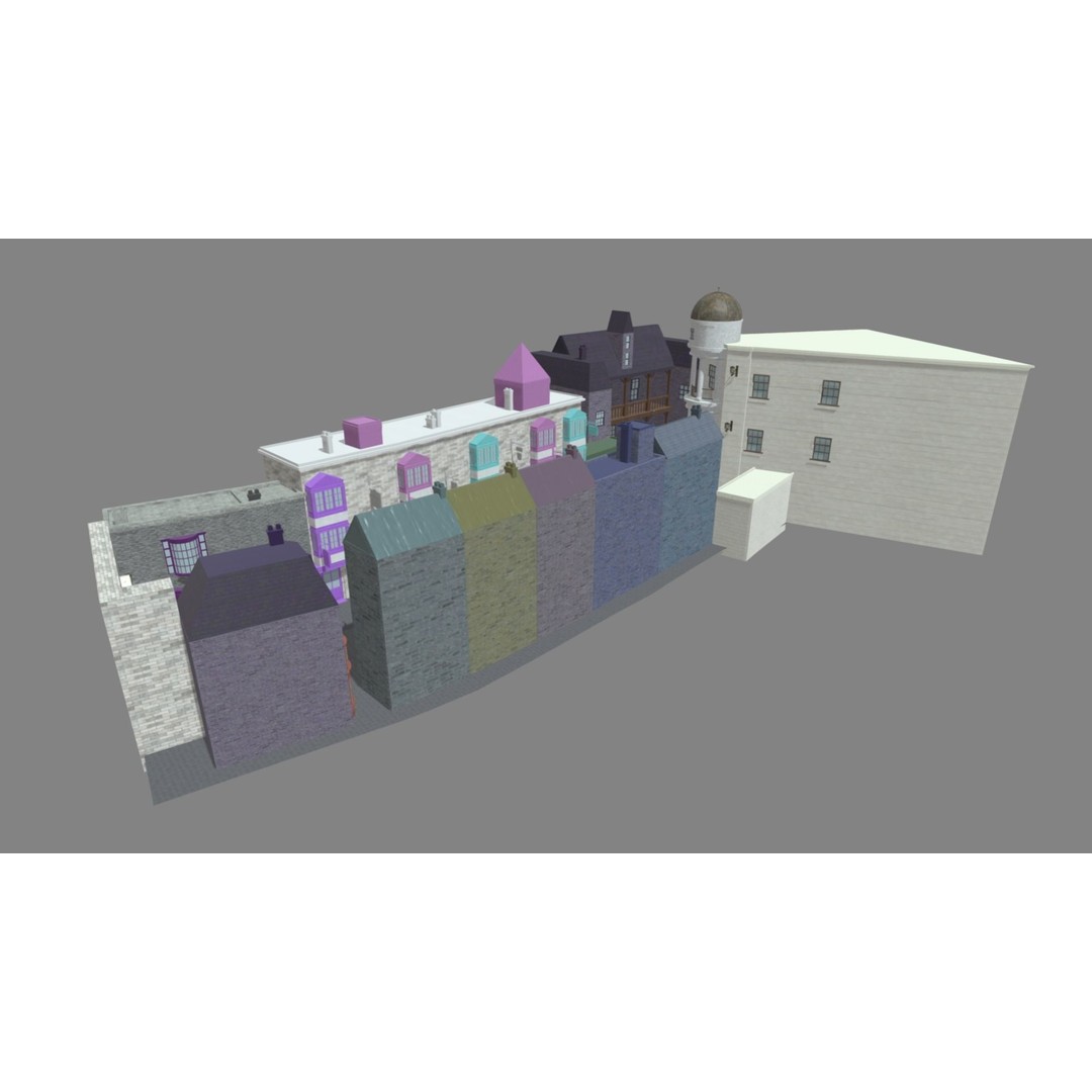 Diagon Alley 3D Model – Textured Scene, PBR, FBX, Blender - View 5