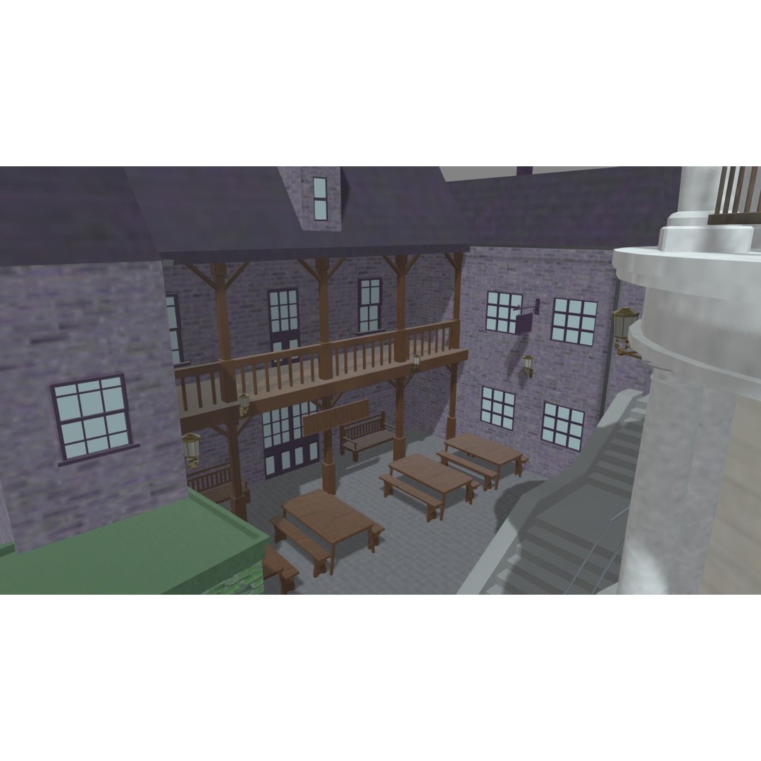 Diagon Alley 3D Model – Textured Scene, PBR, FBX, Blender - View 7