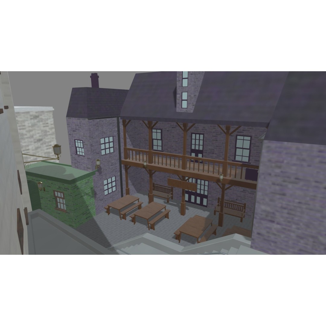Diagon Alley 3D Model – Textured Scene, PBR, FBX, Blender - View 8