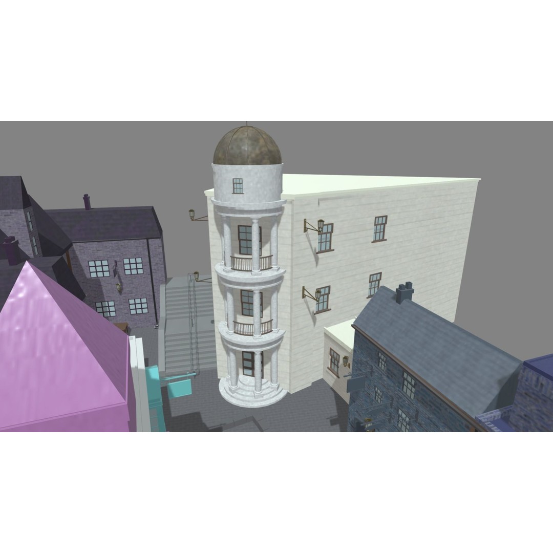 Diagon Alley 3D Model – Textured Scene, PBR, FBX, Blender - View 9