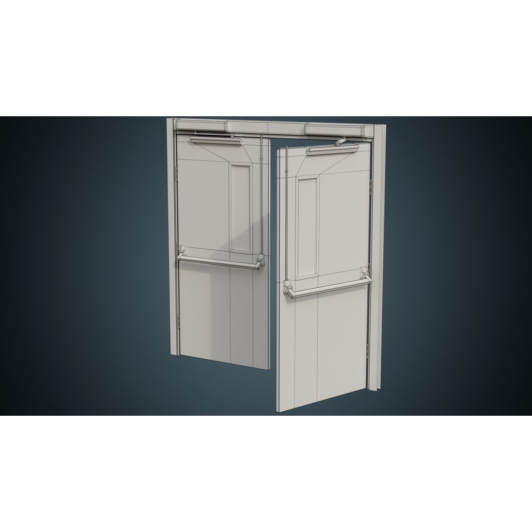 Hospital Door 3D Model – Low Poly Architectural Asset, FBX, OBJ - View 11