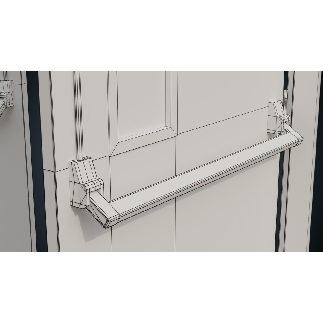 Hospital Door 3D Model – Low Poly Architectural Asset, FBX, OBJ - View 12