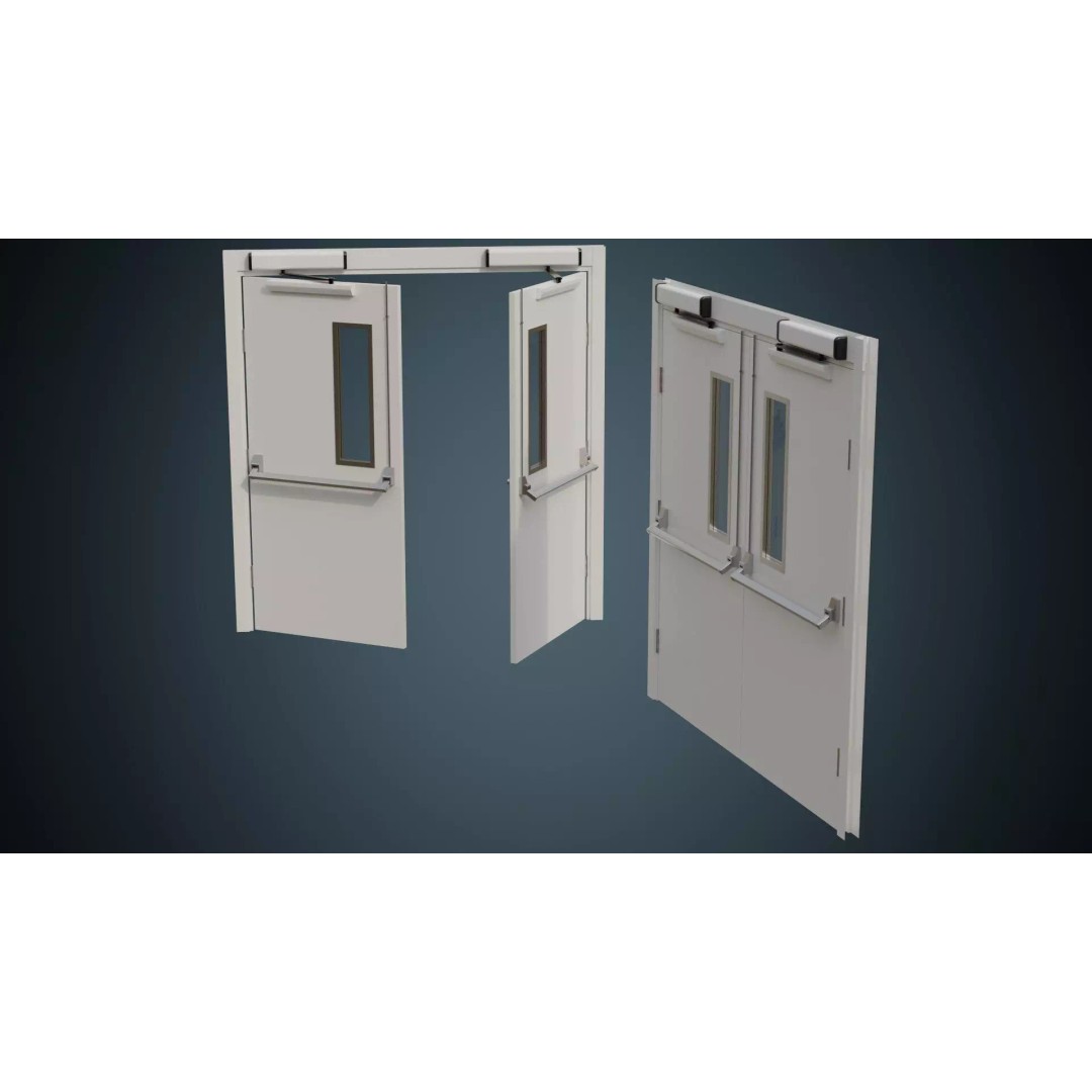 Hospital Door 3D Model – Low Poly Architectural Asset, FBX, OBJ - View 2