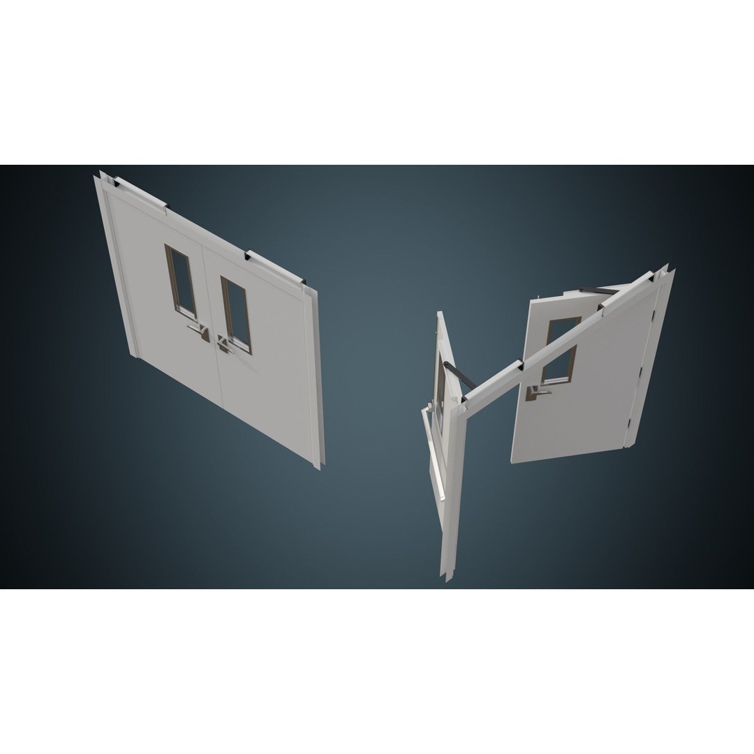 Hospital Door 3D Model – Low Poly Architectural Asset, FBX, OBJ - View 3