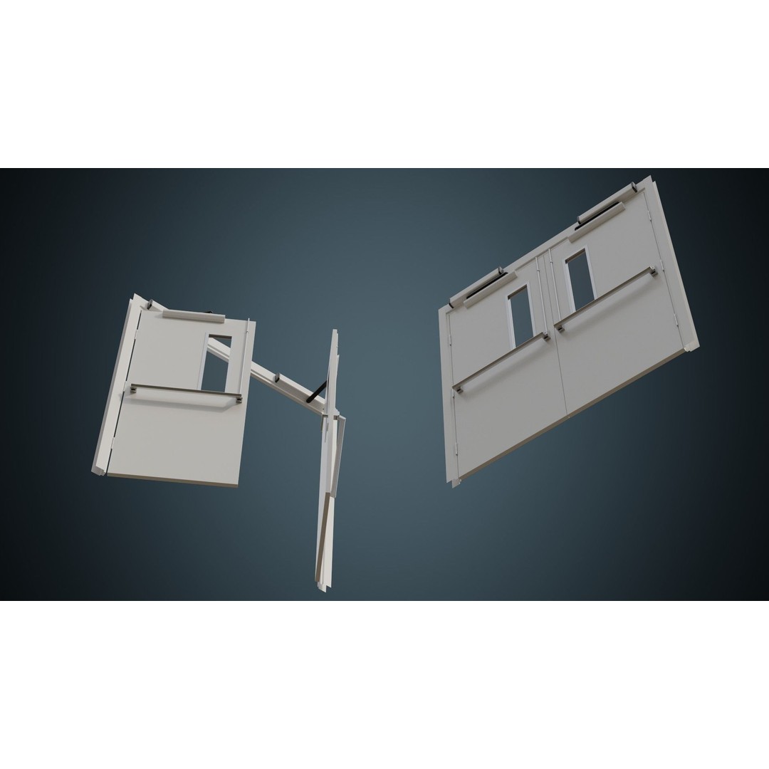 Hospital Door 3D Model – Low Poly Architectural Asset, FBX, OBJ - View 4
