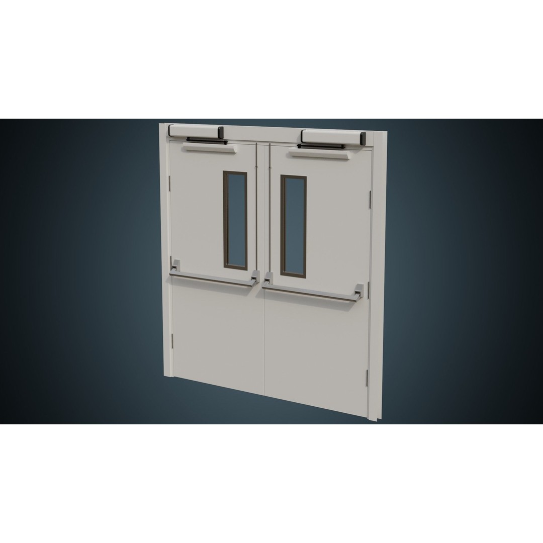 Hospital Door 3D Model – Low Poly Architectural Asset, FBX, OBJ - View 5