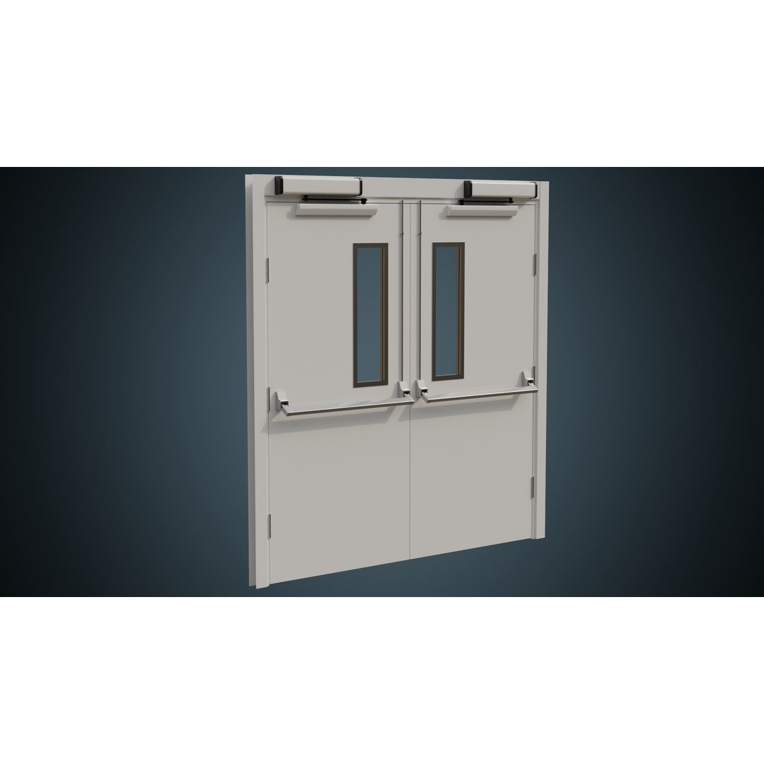 Hospital Door 3D Model – Low Poly Architectural Asset, FBX, OBJ - View 6
